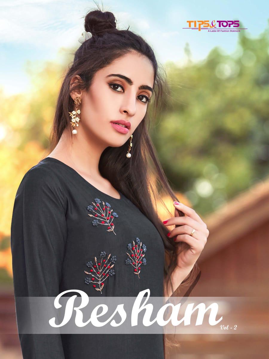 Tips And Tops Launching Resham Vol 2 Party Wear Heavy Muslin Silk Kurti Collection