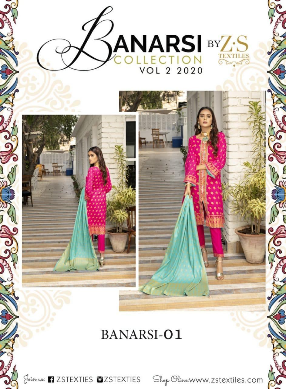 Zs Textile Present Sahil Banarasi Vol 2 Heavy Look Lawn Designer Salwar Suit Online Shopping In Surat