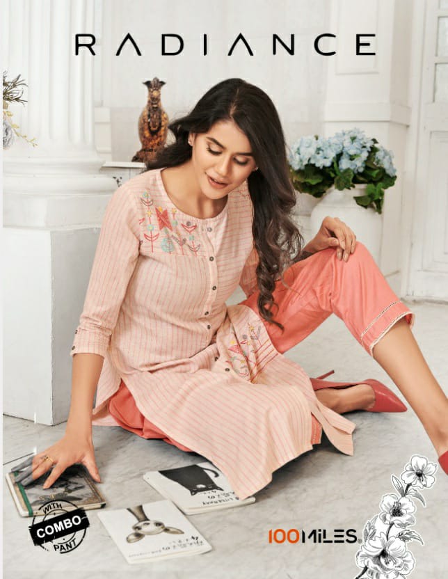 100 Miles Launching Radiance Premium Cotton Kurti With Combo Pants Supplier