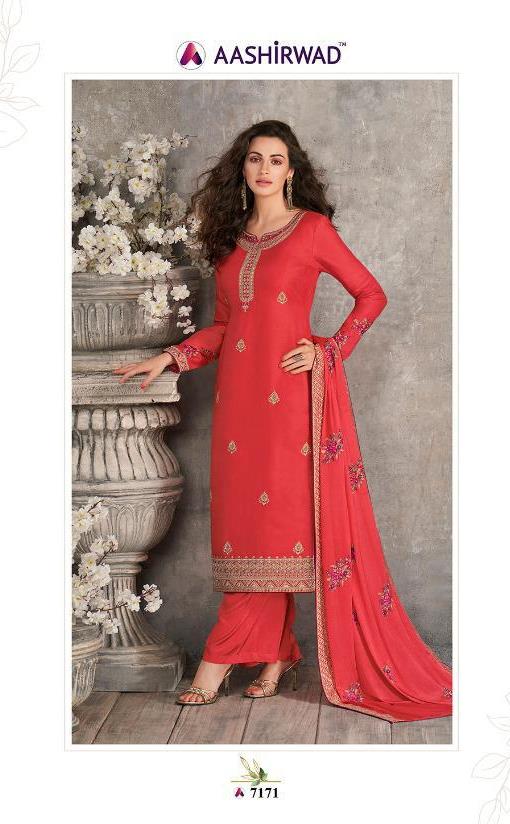 Aashirwad Launch Haseena Premium Tussar Silk With Self Embroidery Work Suit Supplier