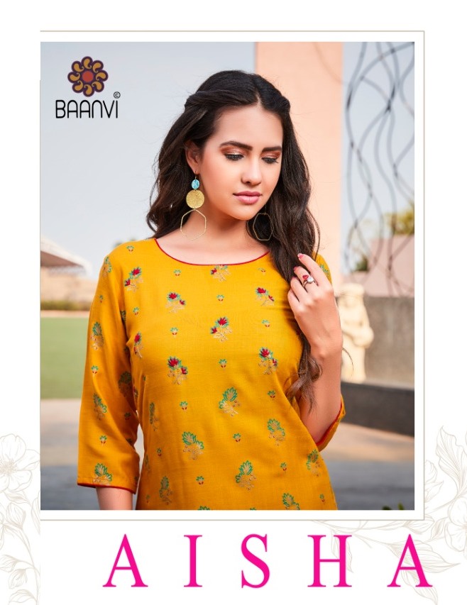 Baanvi Launching Aisha Vol 1 Rayon Slub Casual Wear Latest Kurti Catalogs Collections