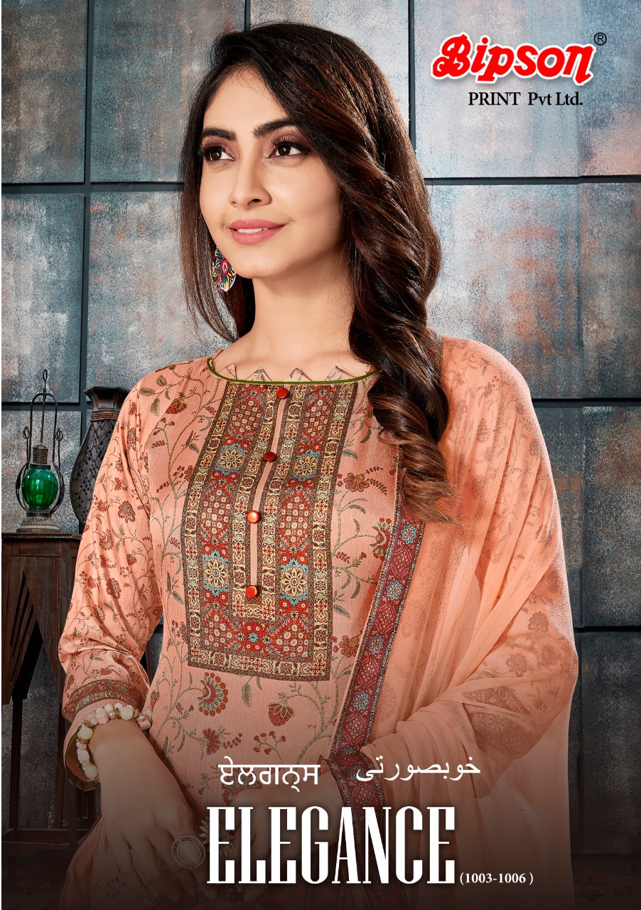 Bipson Elegance 1003-1006 Series Tussar Silk Printed Salwar Kameez