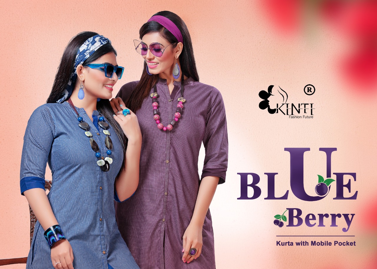 Blue Berry By Kinti Handloom Checks Casual Wear Kurti With Side Pocket