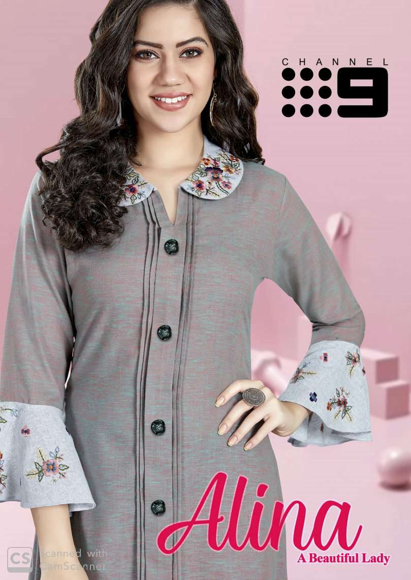 Channel 9 Alina Exclusive Rayon With Fancy Embroidery Kurti At Best Rate