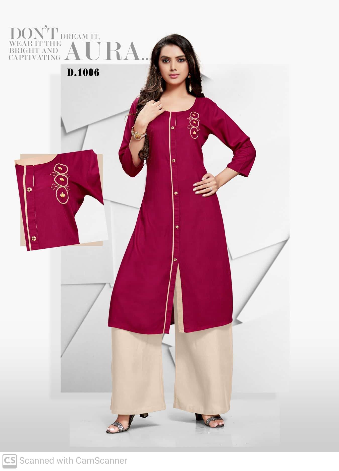 Channel 9 Presenting Camila Rayon Exclusive Kurti With Contrast Plazzo Pant