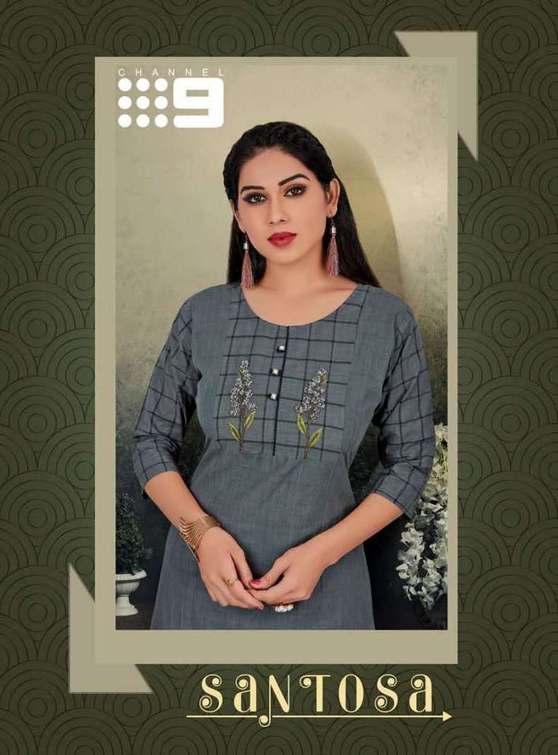 Channel 9 Santosa Grace Cotton With Embroidery Kurti With Checks Pants