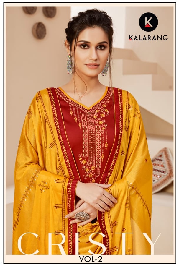 Cristy Vol 2 By Kalarang Jam Silk Cotton Embroidery Dress Materials