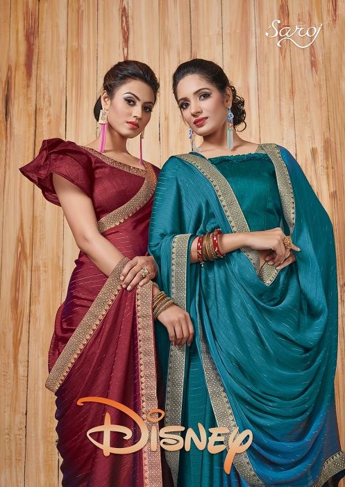 Disney By Saroj Georgette Satin Ethnic Wear Saree Collection