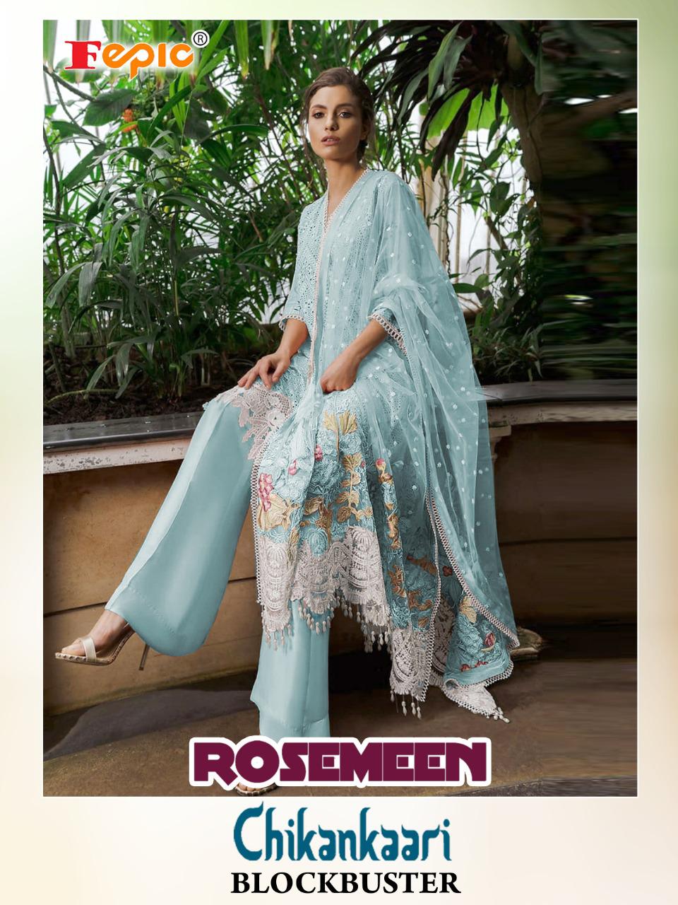 Fepic Lunch Rosemeen Chikankaari Blockbuster Pure Cotton Pakistani Suit Concept