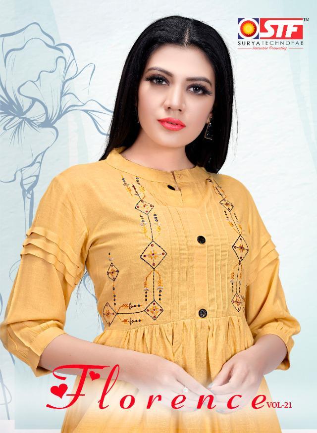 Florence Vol 21 By Stf Rayon Slub Stylish Embroidered Short Top Wholesaler