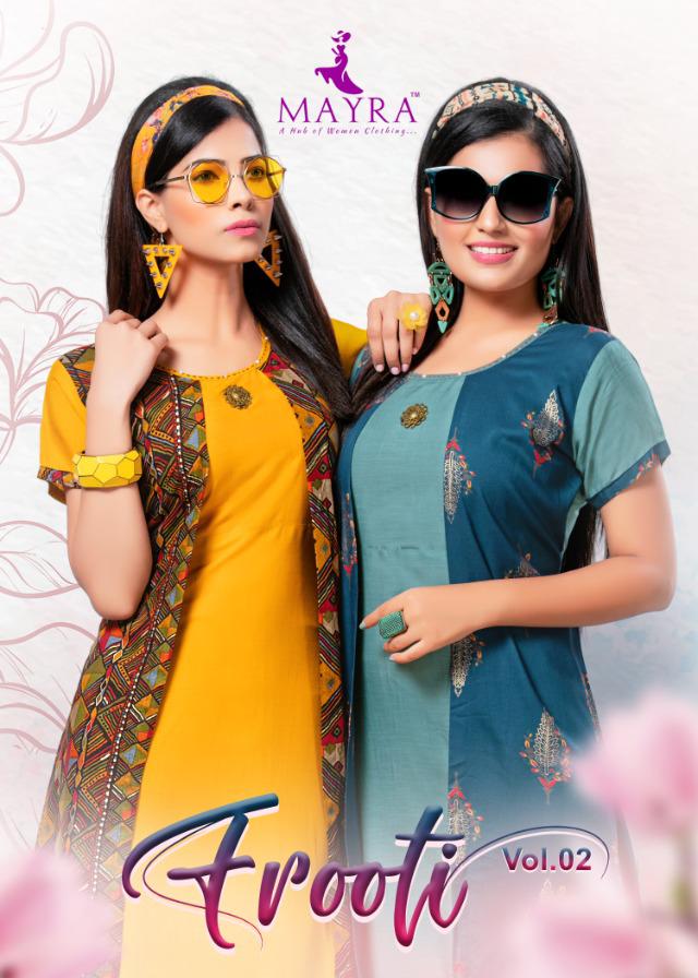 Frooty Vol 2 By Mayra Rayon Print With Attached Jacket Pattern Exclusive Kurti