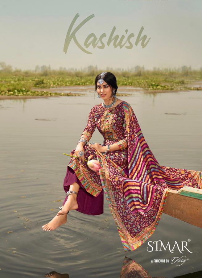 Glossy Simar Kashish 558-565 Series Viscose Muslin Silk With Handwork Salwar Suits Seller