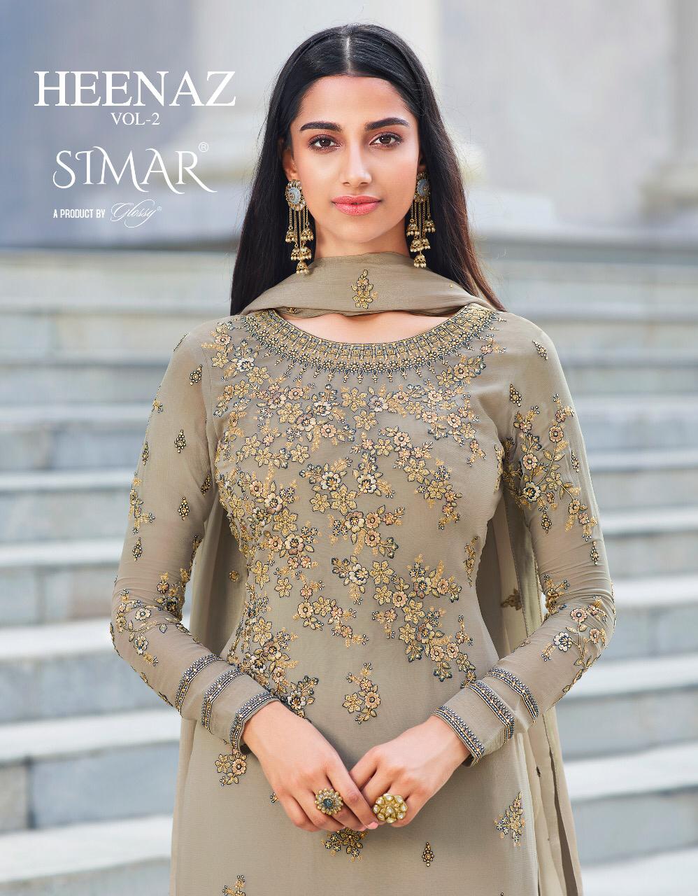 Heenaz Vol 2 By Glossy Simar Pure Georgette With Embroidery Party Wear Designer Salwar Suit