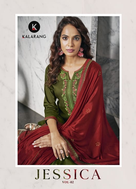 Jessica Vol 2 By Kalarang Jam Silk Cotton Embroidery Salwar Kameez