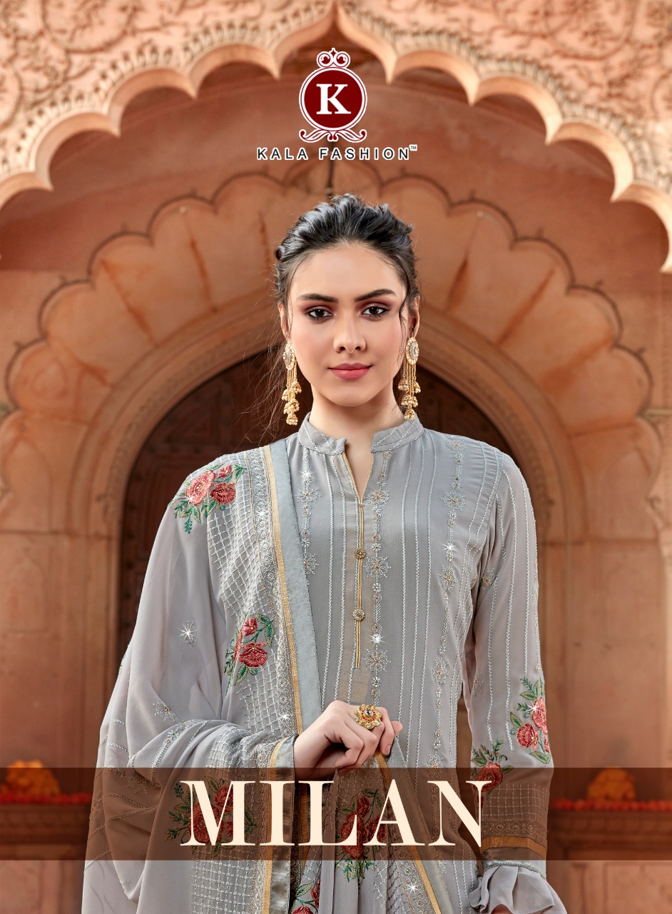 Kala Fashion Launch Milan Georgette Heavy Embroidery Work Festival Seasons Suit