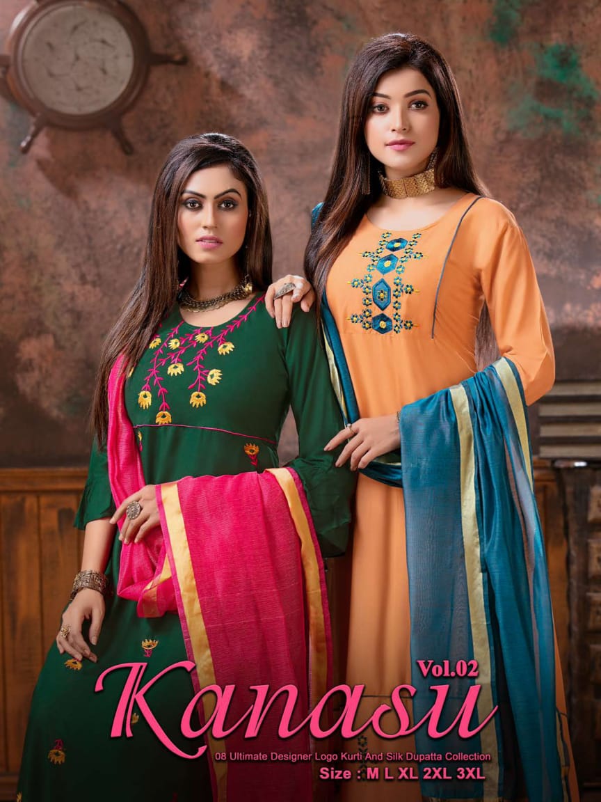 Kanasu Vol 2 By Fashion Talk Heavy Rayon Top With Silk Dupatta Wholesaler