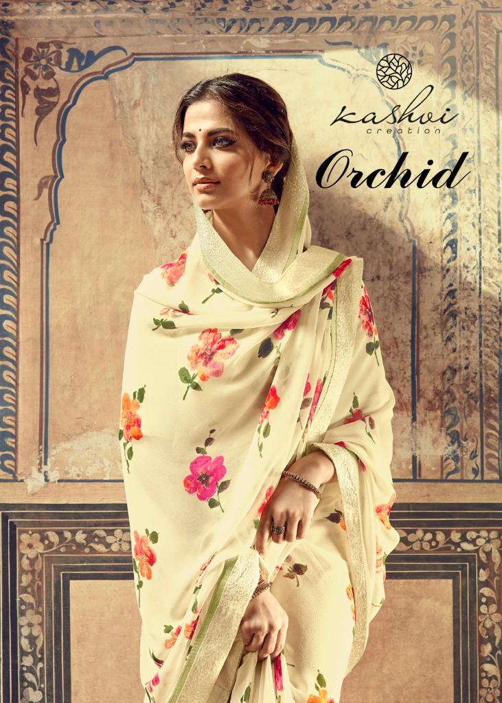 Kashvi Creation Orchid Georgette Printed Ethnic Wear Saree Wholesaler