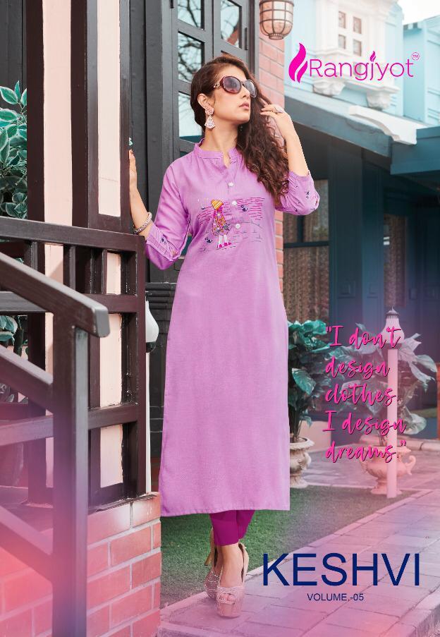 Keshvi Vol 5 By Rangjyot Rayon Straight Kurtis Collection