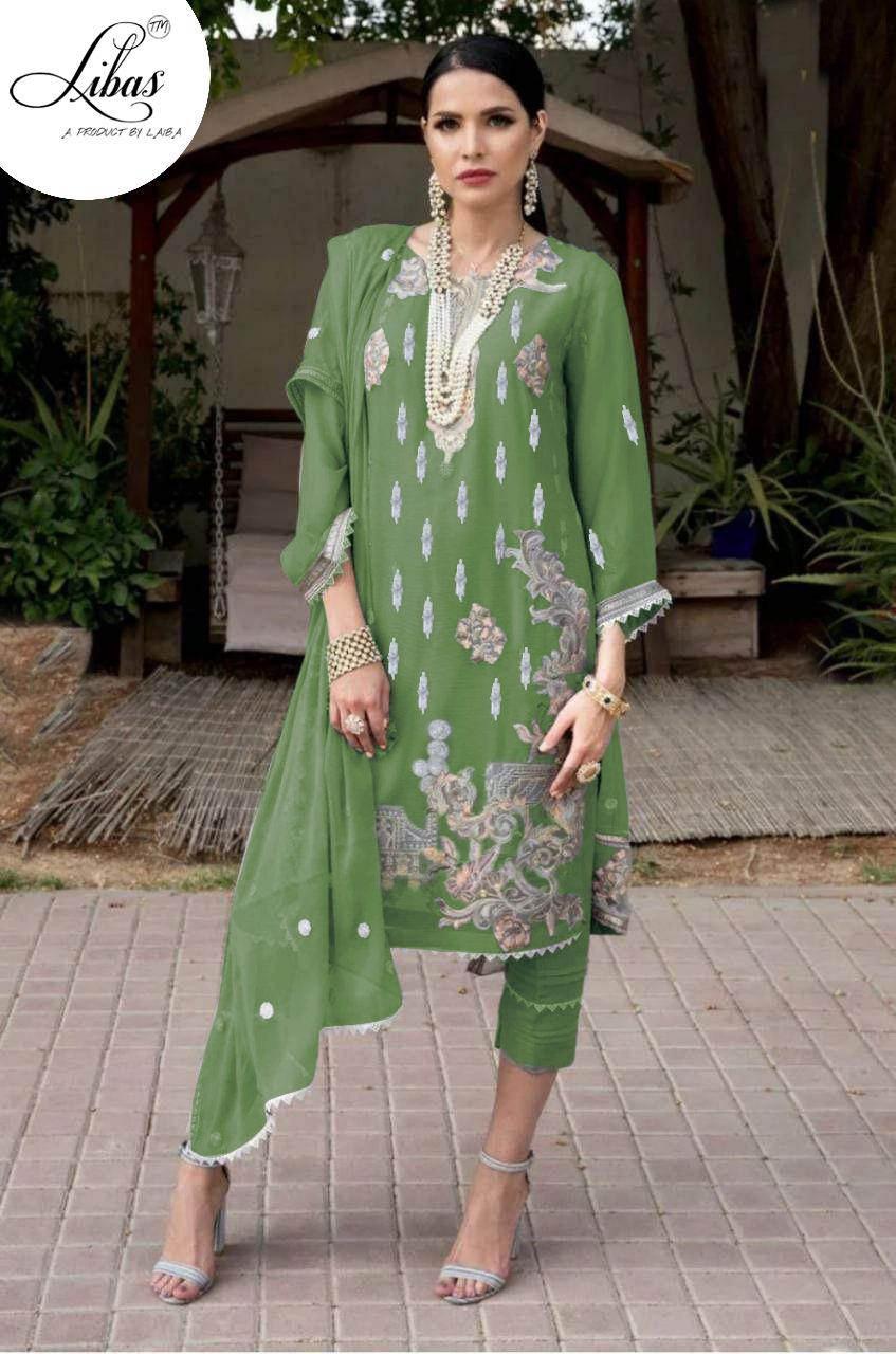 Laiba Launch Libas Lpc 4 Pure Georgette With Embroidery Formal Classy Look Pakistani Suit