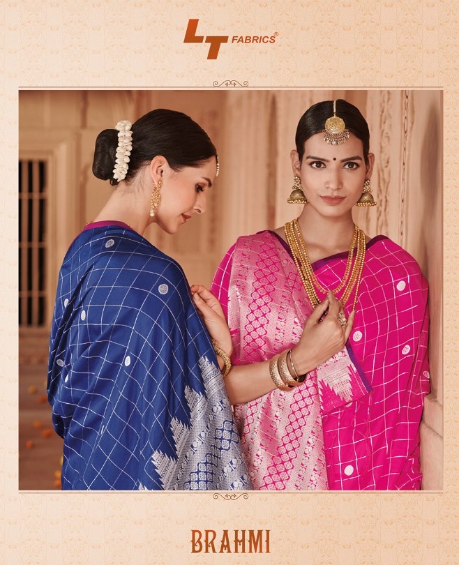 Lt Fashion Launch Brahmi Soft Silk Checks Pattern Saree Online Shopping At Best Rate