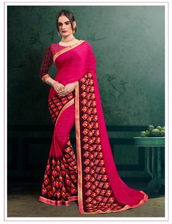 Mansarover Midhusha Vol 4 Kesar Kali Pattern Printed Saree