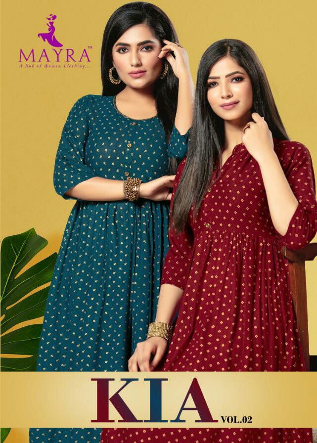 Mayra Kia Vol 2 Rayon Slub With Gold Print Exclusive Kurti In Surat Textile Market