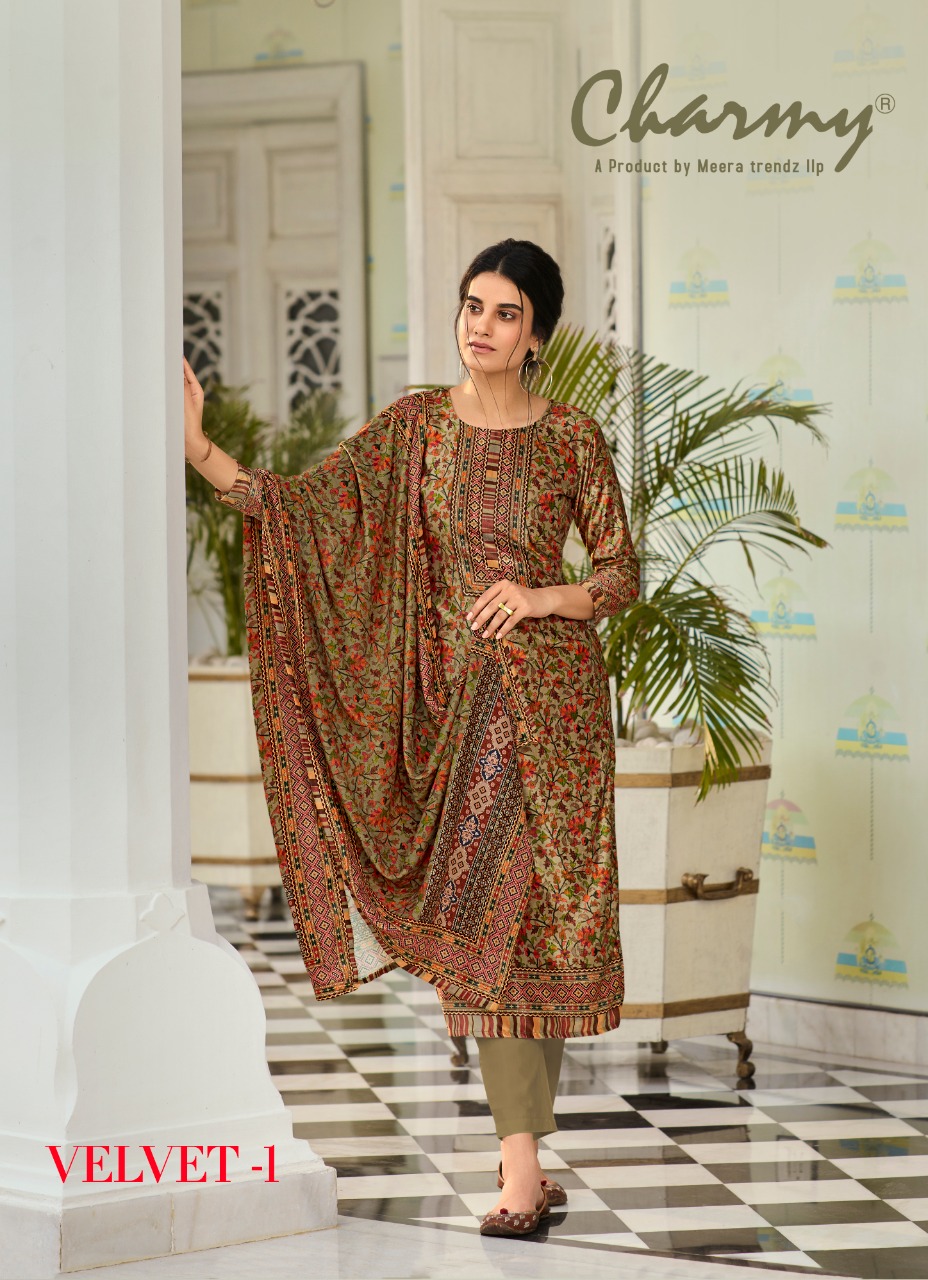 Meera Trendz Presents Charmy Velvet Vol 1 Pashmina Velvet Digital Print Salwar Suit