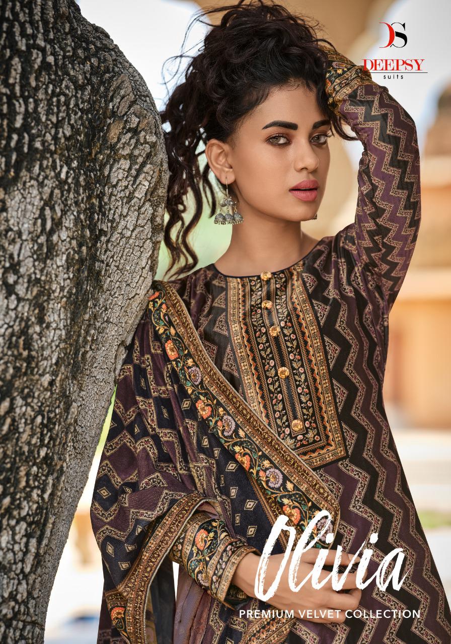 Olivia Premium Velvet By Deepsy Winter Wear Velvet Digital Printed Suits