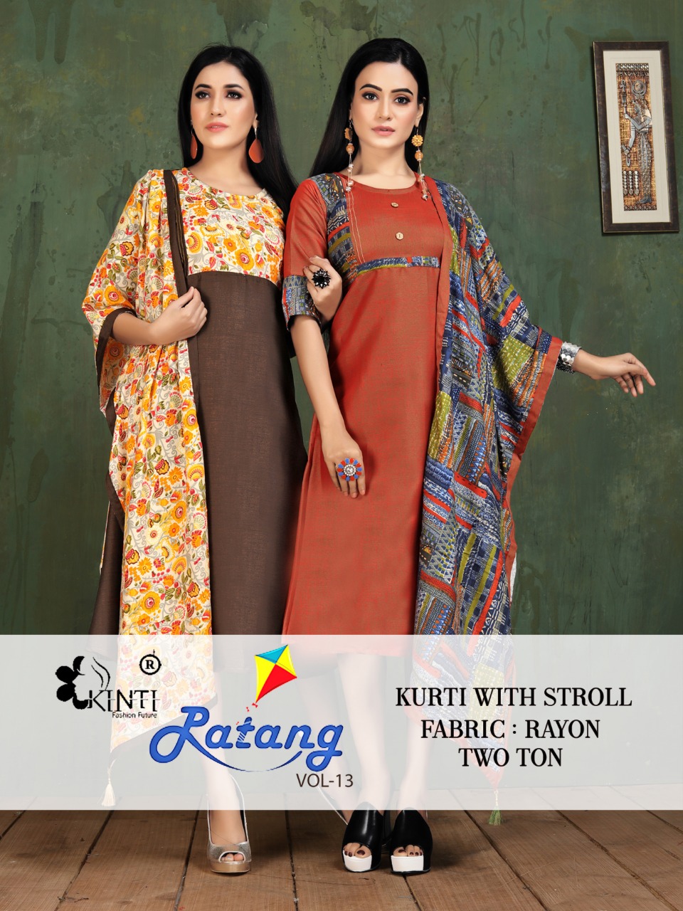 Patang Vol 13 By Kinti Rayon New Style Kurti With Stroll Supplier