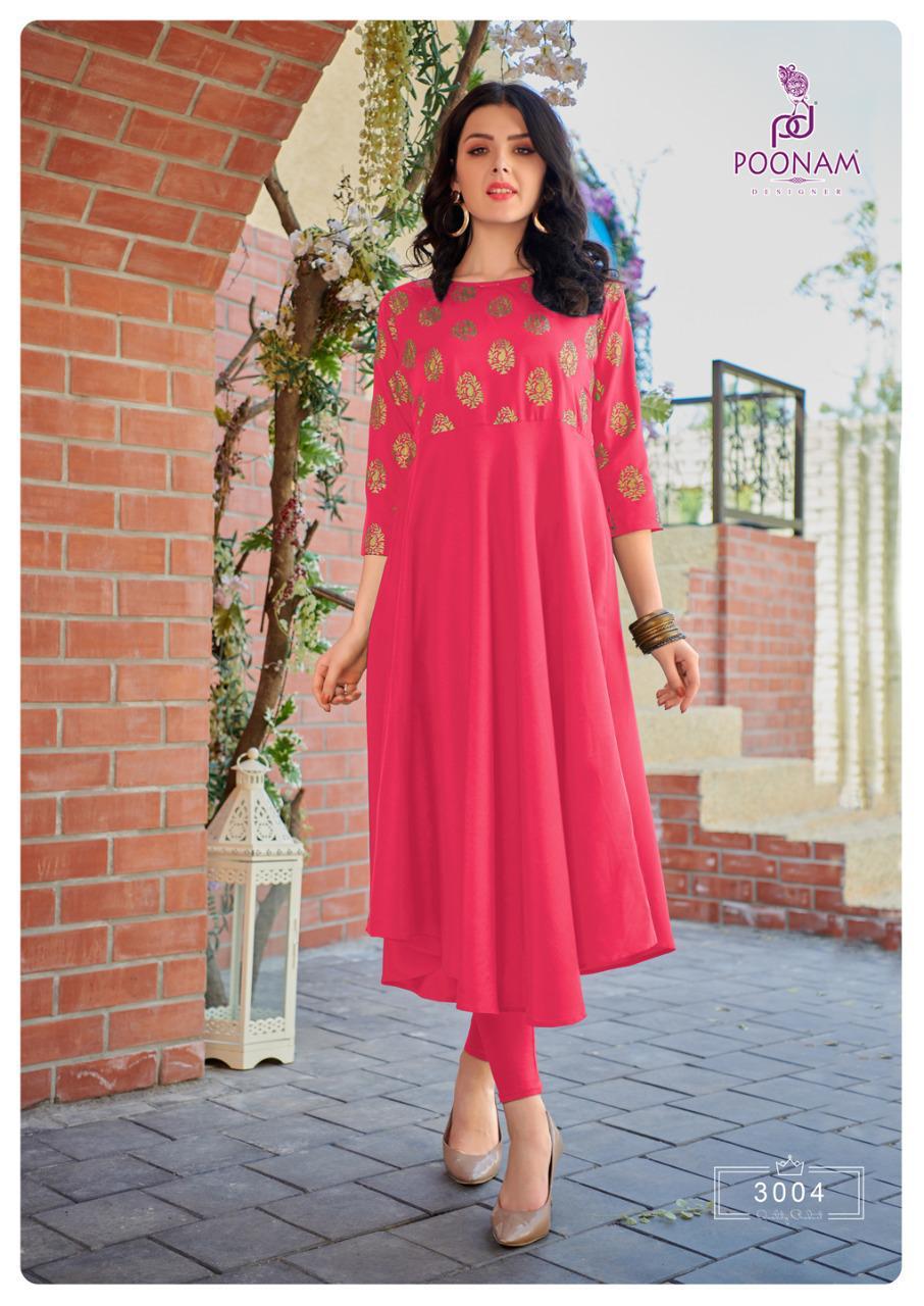 Poonam Designer Malang Malai Crape Casual Wear Long Kurti Online Shopping