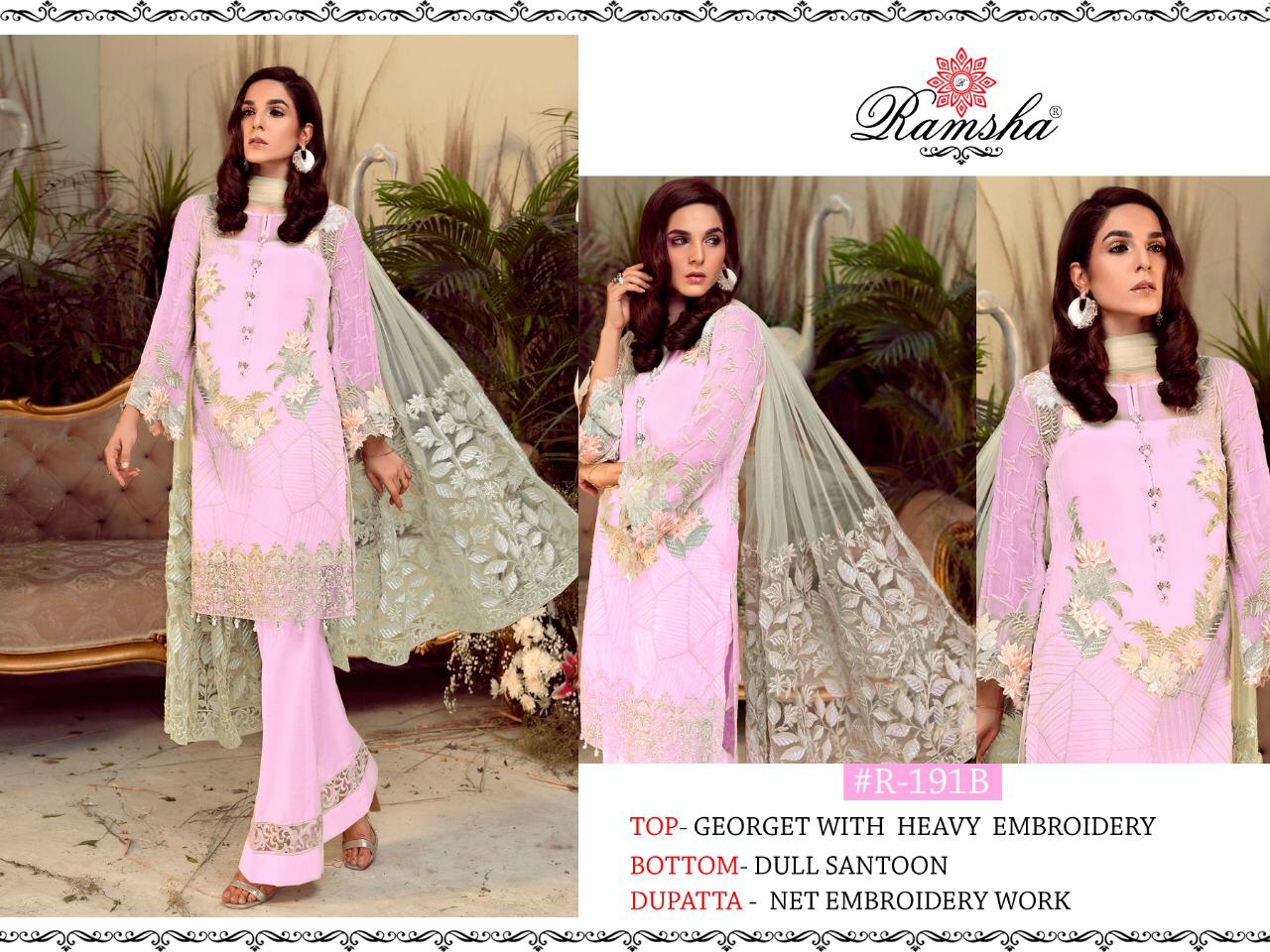 Ramsha Presents R 188 Series Georgette With Embroidery Pakistani Suits Concept