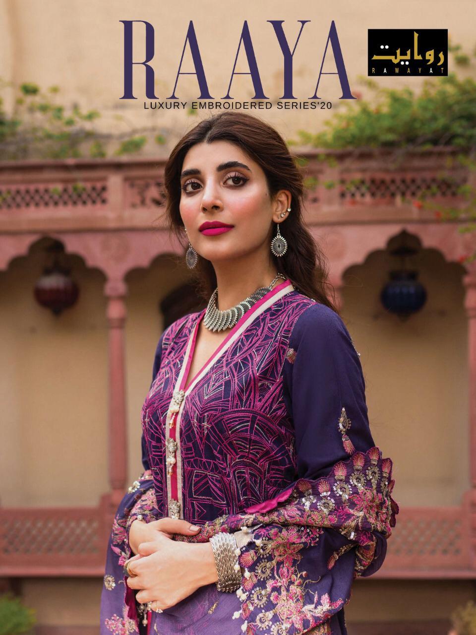 Rawayat Launch Raaya Pure Jam Self Embroidery Pakistani Suits