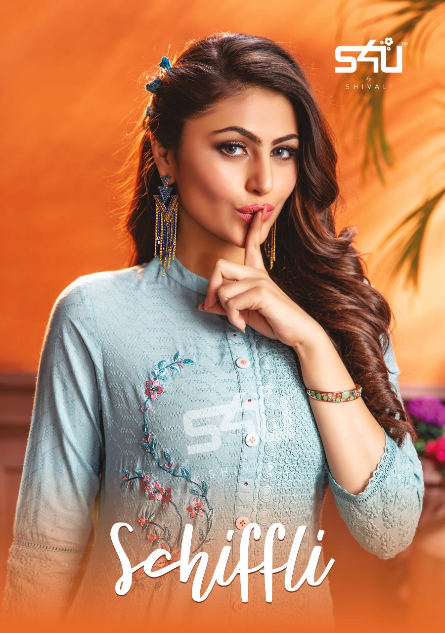 S4u By Shivali Presents Schiffli Vol 1fancy Festival Collection Latest Kurti Wholesaler