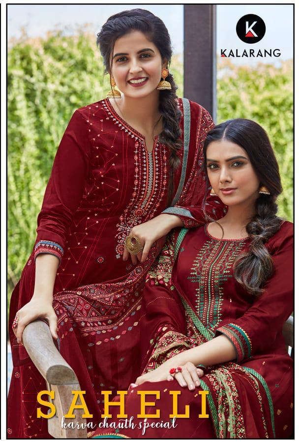 Saheli By Kalarang Jam Silk Cotton Karwa Chauth Special Salwar Kameez