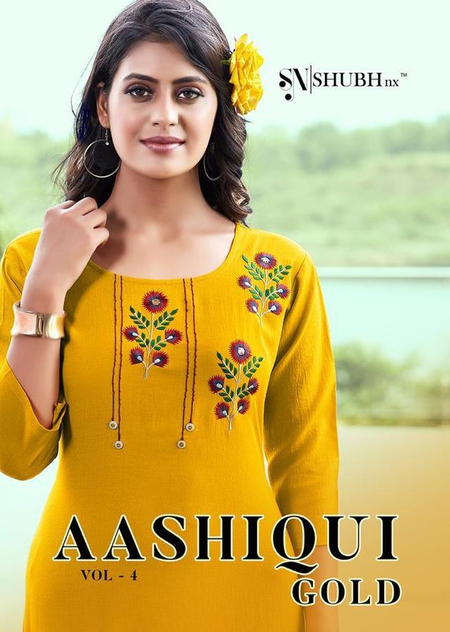 Shubh Nx Aashiqui Gold Vol 4 Rooby Slub Daily Wear Kurti Catalogs Collections