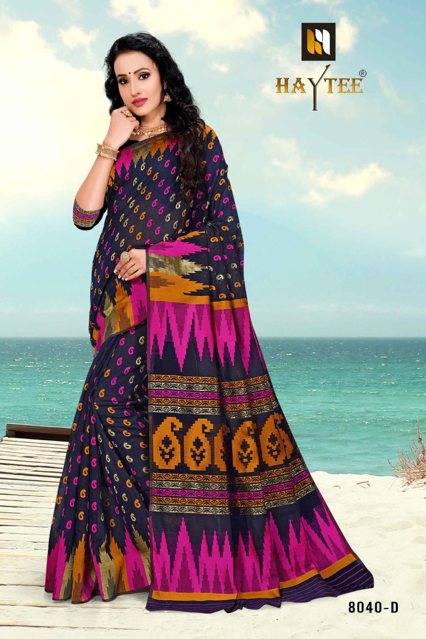 Sitka Launching Arabic 8040 Poly Cotton Weaving Saree Dealer In Surat