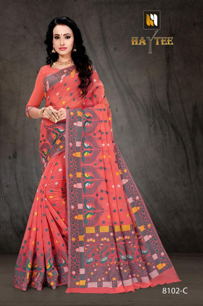 Sitka Launching Bomkai 8102 Poly Cotton Weaving Saree Online Catalogs