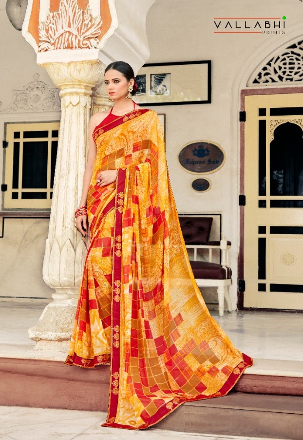 Vallabhi Presents Amira Georgette Print Stylish Saree Online Supplier In India