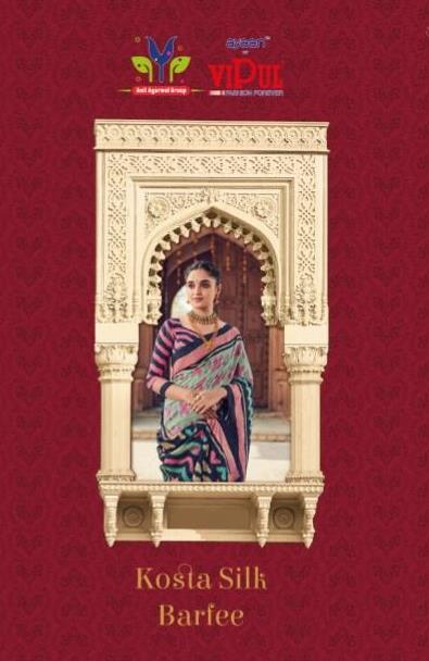 Vipul Launch Kosta Silk Barfee Elegant Look Stylish Silk Saree Wholesaler