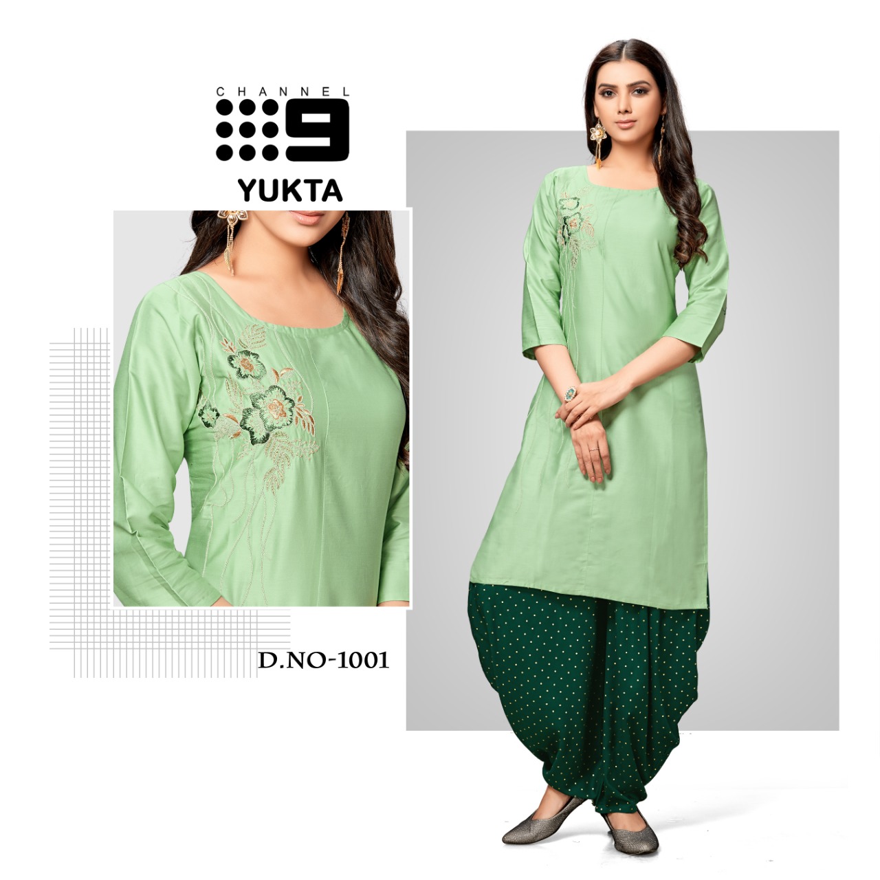 Yukta By Channel 9 Jam Satin Top With Fancy Embroidery Patiyala Bottom