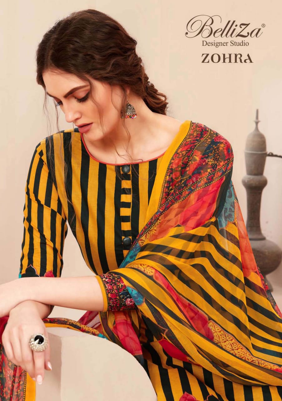 Zohra Vol 15 By Belliza Pure Cotton Printed Dress Materials Wholesaler