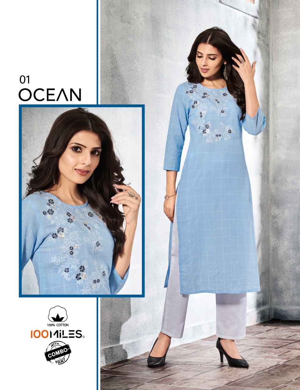 100 Miles Ocean Premium Cotton Kurti With Combo Pant At Best Price In India