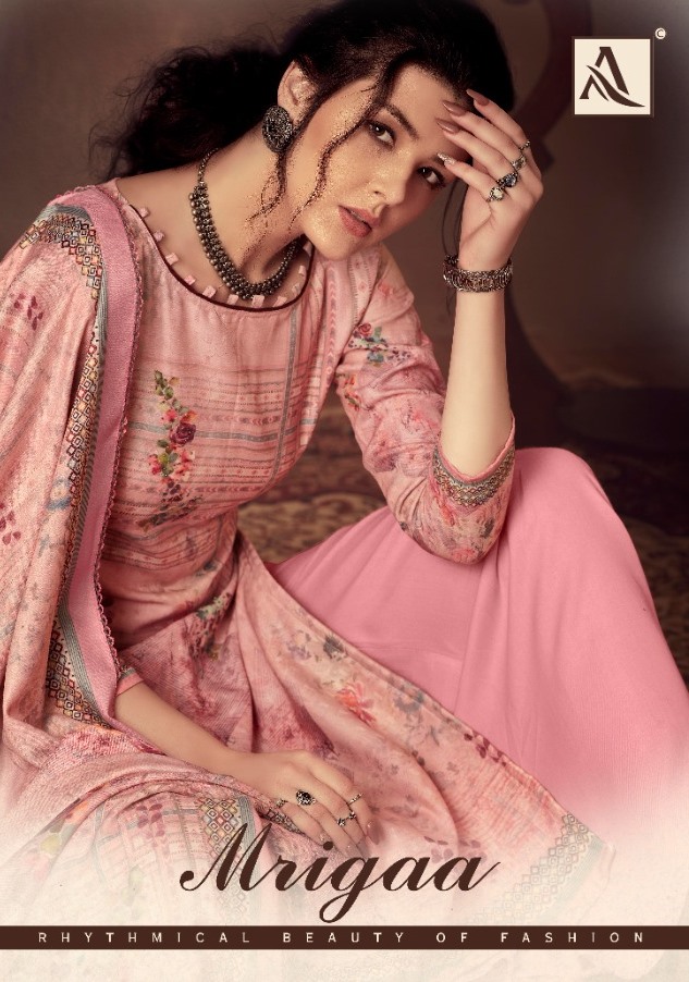 Alok Suits Mrigaa Pure Wool Pashmina Digital Print Designer Suit At Affordable Price