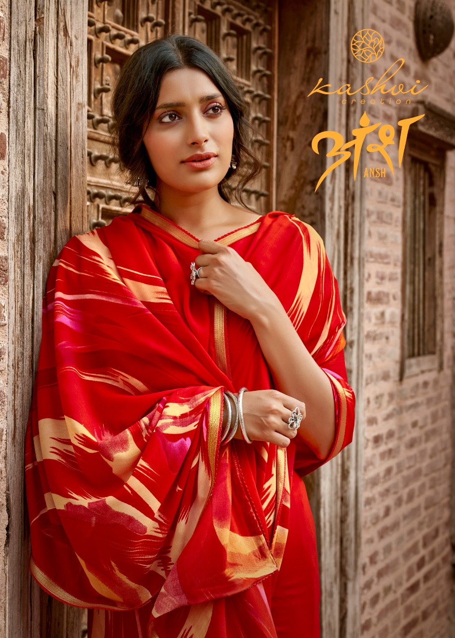 Ansh By Kashvi Creation Light Weight Micro Printed Saree Online Supplier