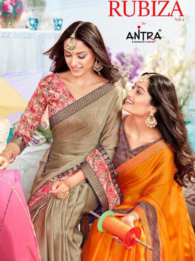 Antra Rubiza Vol 2 Moss Chiffon Printed With Lace Exclusive Synthetic Saree