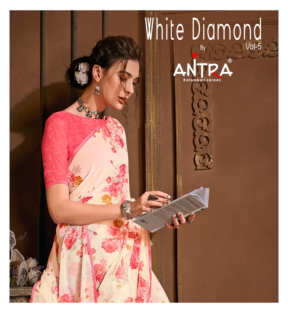 Antra White Diamond Vol 5 Weightless Flower Printed Fancy Saree Wholesale Price In Surat