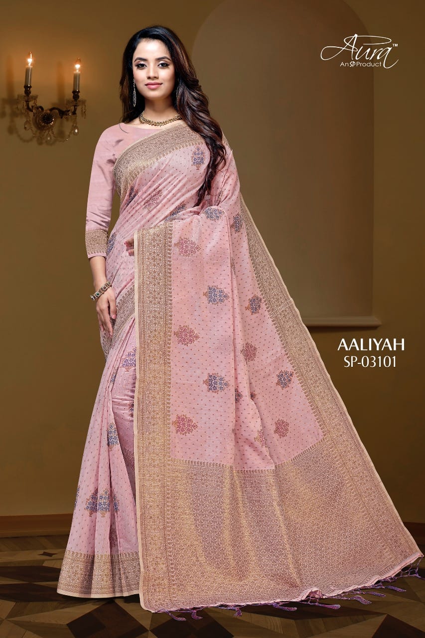 Aura Saree Launch Aaliyah Soft Cotton Ethnic Wear Latest Design Saree Wholesaler