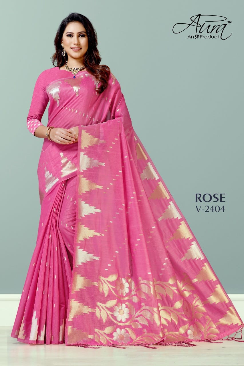 Aura Saree Launch Rose Soft Cotton Classiest Design Indian Look Saree Collections