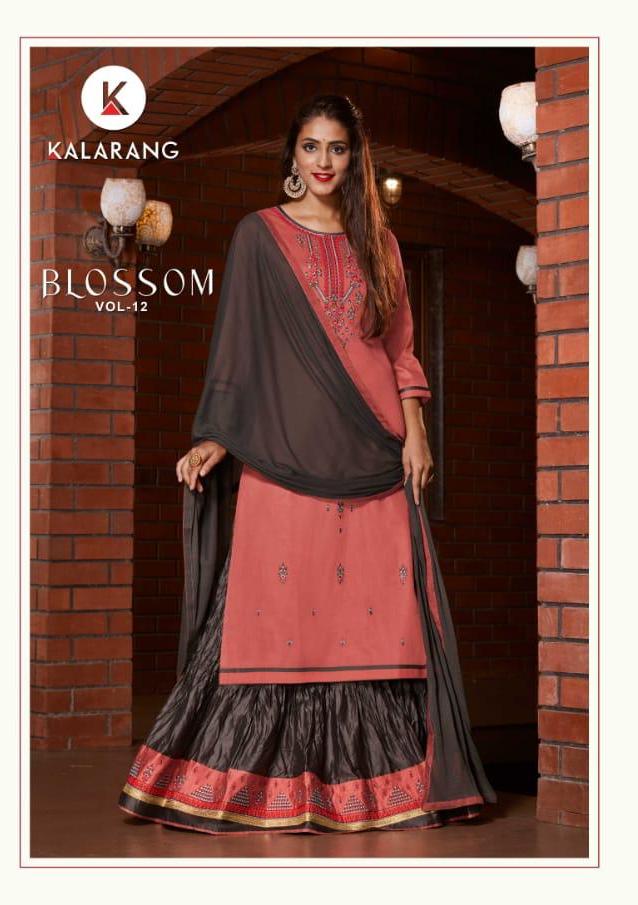 Blossom Vol 12 By Kalarang Jam Silk Cotton Lehanga Style Salwar Kameez