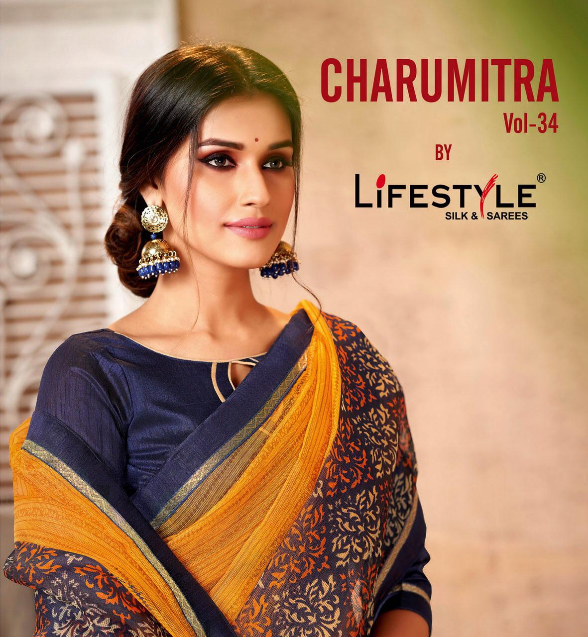 Charumitra Vol 34 By Lifestyle Fancy Cotton Printed Saree At Wholesale Rate